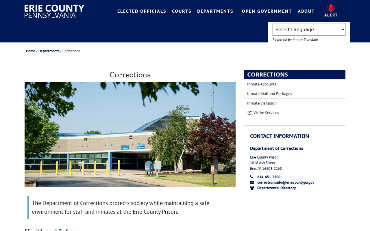 Erie County arrest lookup information from the county prison