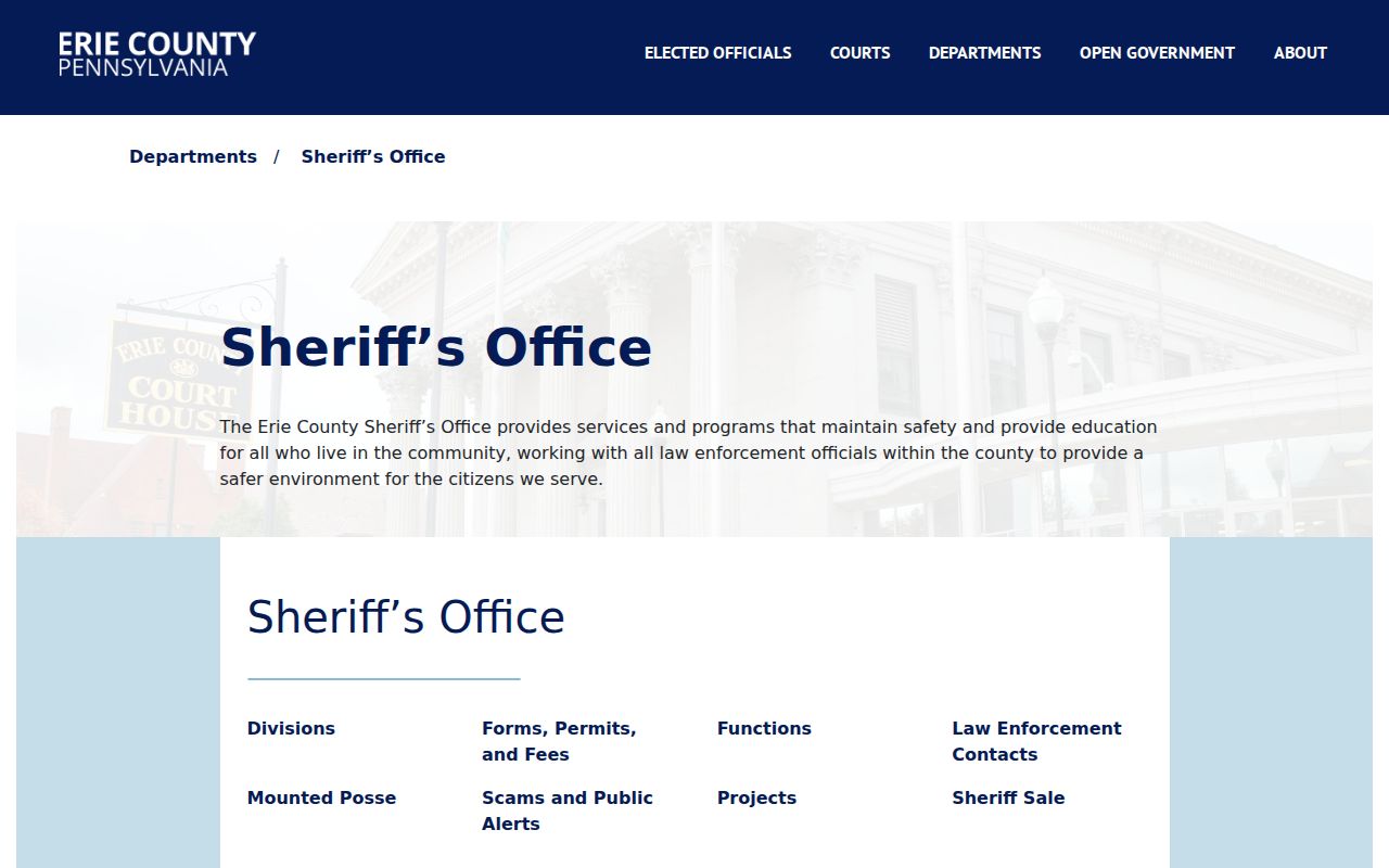Erie County arrest lookup Sheriff warrant scam warning
