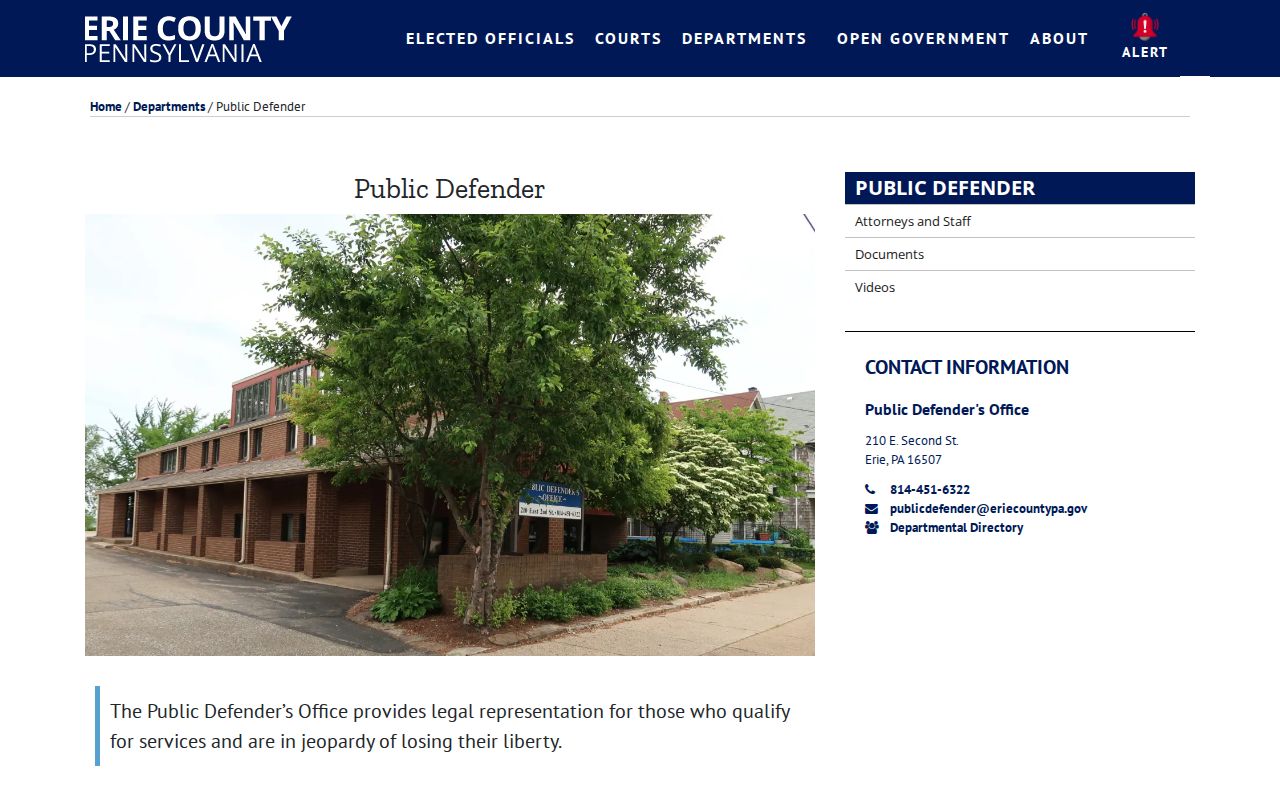 Erie County Public Defender information for criminal court cases